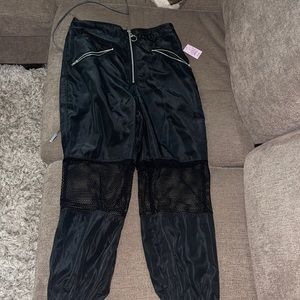 Crop mesh black joggers